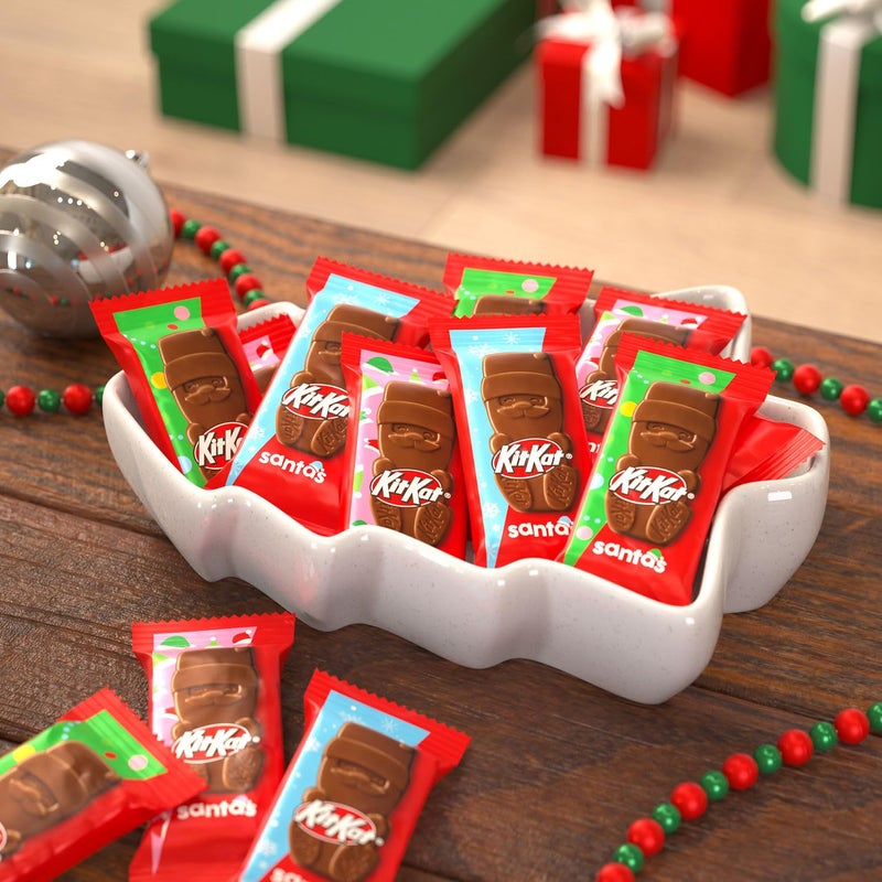 KIT KAT Milk Chocolate Wafer Snack Size Santas, Christmas Candy Bag, 8.85 oz - Image 3